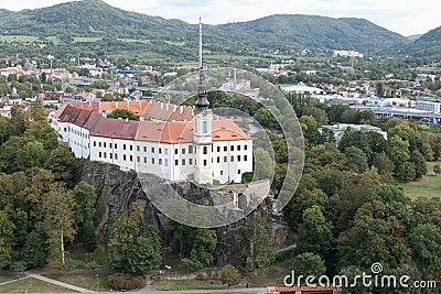 Beautiful view of decin city from pastyrska stena rock Stock Photo