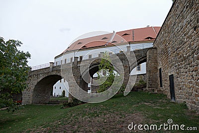 Beautiful view of decin city from pastyrska stena rock Stock Photo