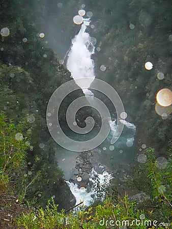Beautiful view with drops of Chichin Waterfall in San Martin de los Andes Stock Photo