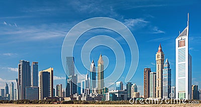 Beautiful view on Dubai downtown skyline, Dubai, United Arab Emirates Editorial Stock Photo