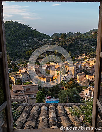 Beautiful view on Estellencs during sunset, Mallorca, Spain Stock Photo