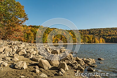 East Branch Reservoir in Fall Stock Photo