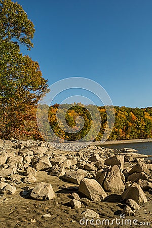 East Branch Reservoir in Fall Stock Photo