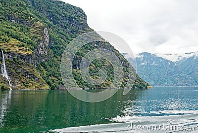 Beautiful view of Flam Fjord from a cruise boat trip Stock Photo