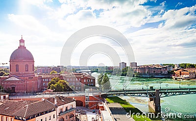 Garonne river embankment at sunny day, Toulouse Stock Photo