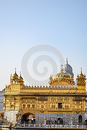 Beautiful view of Golden Temple - Harmandir Sahib in Amritsar, Punjab, India, Famous indian sikh landmark, Golden Temple, the main Stock Photo