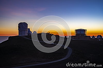 Beautiful view of the HaleakalÄ Observatory on the island of Maui at sunset Editorial Stock Photo