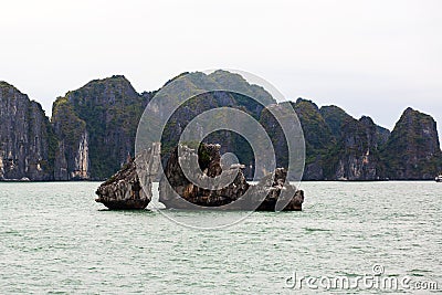 Beautiful view of Halong Bay, Vietnam, scenic view of islands, Southeast Asia Stock Photo