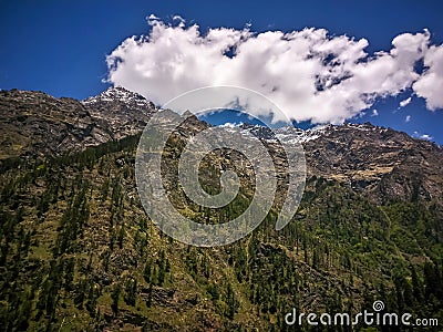 Beautiful view of Himalayan mountains, Kasol, Parvati valley, Himachal Pradesh, India Stock Photo