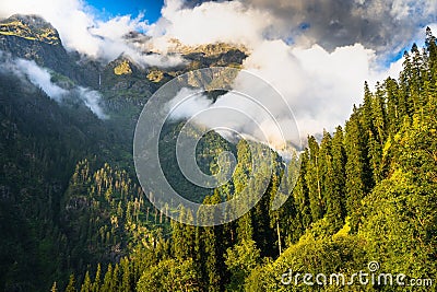Kheerganga Trek is one of the most popular treks in Himachal Pradesh, India Stock Photo
