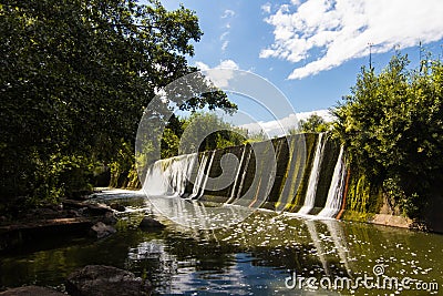 Beautiful view of the Hirskiy Tikich river and waterfall on Buky`s canyon Stock Photo