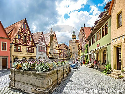 Beautiful view of the historic town of Rothenburg ob der Tauber, Franconia, Bavaria, Germany Stock Photo