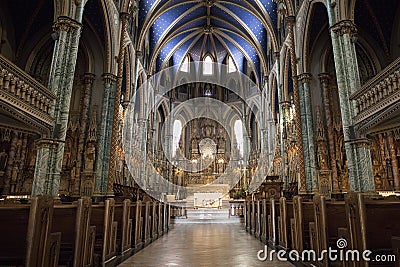 Beautiful view of the interior of the Notre Dame Cathedral Basilica in Ottawa Editorial Stock Photo