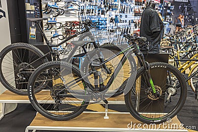 Beautiful view of interior of swedish bicycle store. Editorial Stock Photo