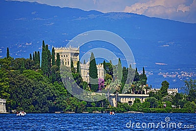 Beautiful view of Isola Garda in Garda Lake Italy Stock Photo