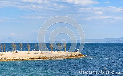 Beautiful view of the Jezinac beach at the foot of Marjan hill in Split, Croatia Stock Photo