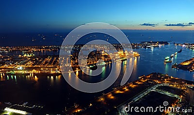 Beautiful View of Kaohsiung Port at Evening Time Stock Photo