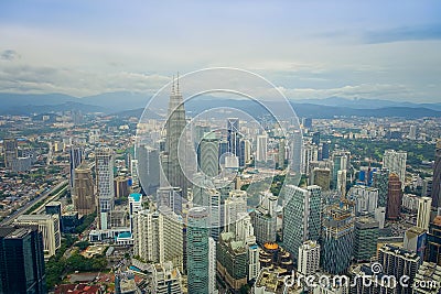 Beautiful view of Kuala Lumpur from Menara Kuala Lumpur Tower, a commmunication tower and the highest viewpoint in the Editorial Stock Photo