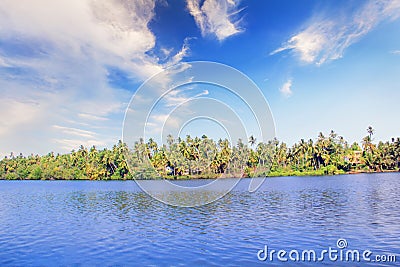 Beautiful view of Lake Koggala, Sri Lanka, on a sunny day Stock Photo