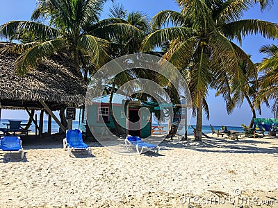 The beautiful view of laughing bird caye, a tiny tropical island in the carribean off the coast of Belize Stock Photo