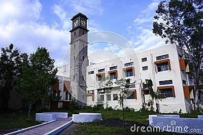 Beautiful view of Library clock tower building in Gulbarga University campus Stock Photo