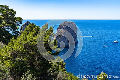 Beautiful view of majestic rocks in Faraglioni, Capri, Italy Stock Photo