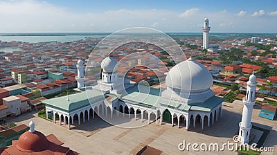 Beautiful view of Malacca Straits Mosque (Masji... Stock Photo