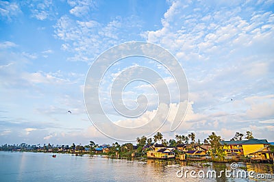 Beautiful view of Martapura River in the morning in Banjar, South Kalimantan, Indonesia Stock Photo