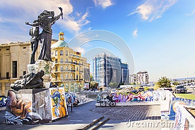 Beautiful view of the Martyrs` Monument in the center of Beirut Editorial Stock Photo