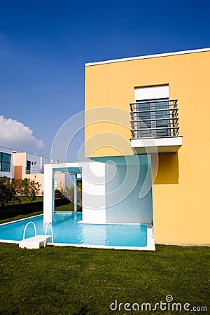 Beautiful view of modern holiday villa Stock Photo