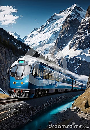 A beautiful view of mountain railways, Generative AI Illustration Stock Photo