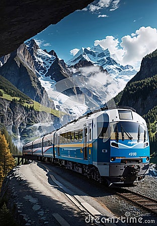 A beautiful view of mountain railways, Generative AI Illustration Stock Photo