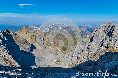 Beautiful view from the mountain Valluga, Lechtal alps, Austria Stock Photo