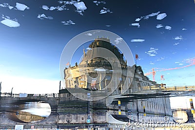 Beautiful view of Museumsinsel (Museum Island) with Spree river in twilight during blue hour at dusk, Berlin, Germany Stock Photo