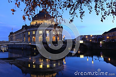Beautiful view of Museumsinsel (Museum Island) with Spree river in twilight during blue hour at dusk, Berlin, Germany Stock Photo