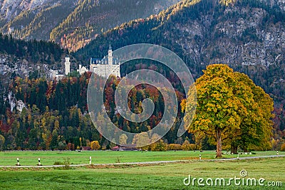 Beautiful view of the Neuschwanstein castle in autumn Stock Photo