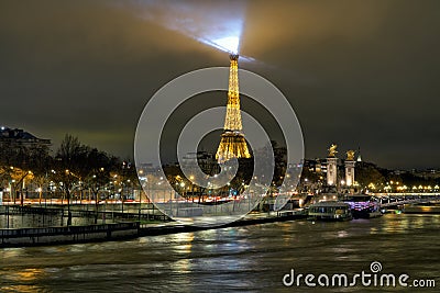 Beautiful view of night Paris Editorial Stock Photo