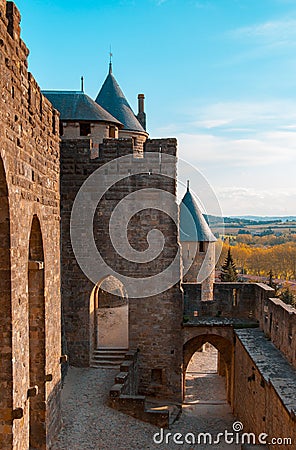 Beautiful view of old town of Carcassone, France Stock Photo