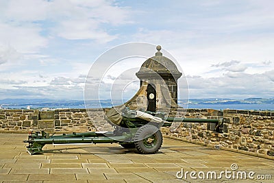 One o`clock cannon at Edinburgh Castle, Scotland. Stock Photo