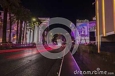 Beautiful view of out-of-focus strip road tracers. Editorial Stock Photo