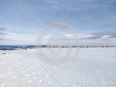 Beautiful view over RhÃ¶n in winter Stock Photo