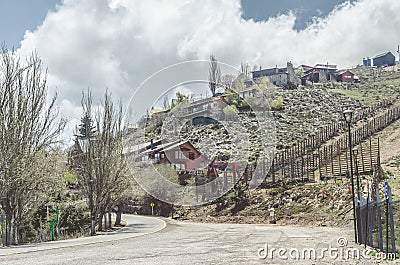 Beautiful view of a path to Valle Nevado, Chile Stock Photo