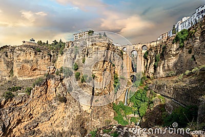 Puente Nuevo New Bridge over Tajo Gorge in Ronda. Andalusia, Stock Photo