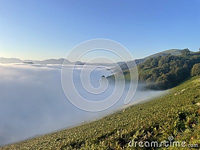 Sea of clouds in the Pyrenees Basque Country Stock Photo