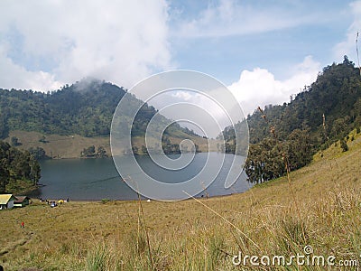 Beautiful view of Ranu Kumbolo, Semeru, East Java Stock Photo