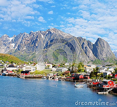 beautiful view of Reine town in Lofoten Islands, Norway Stock Photo