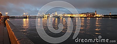 Beautiful view of the river, floating boats, a bridge Stock Photo