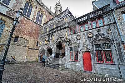 Beautiful view of the roman Catholic Basilica of the Holy Blood in the city of Brugge in Belgium Editorial Stock Photo