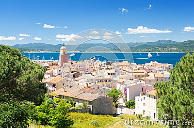 View on famous town Saint Tropez on french riviera in South France Stock Photo