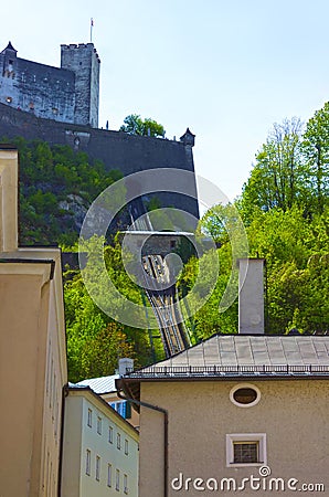 Beautiful view of Salzburg skyline with Festung Hohensalzburg in summer, Salzburg, Austria Stock Photo